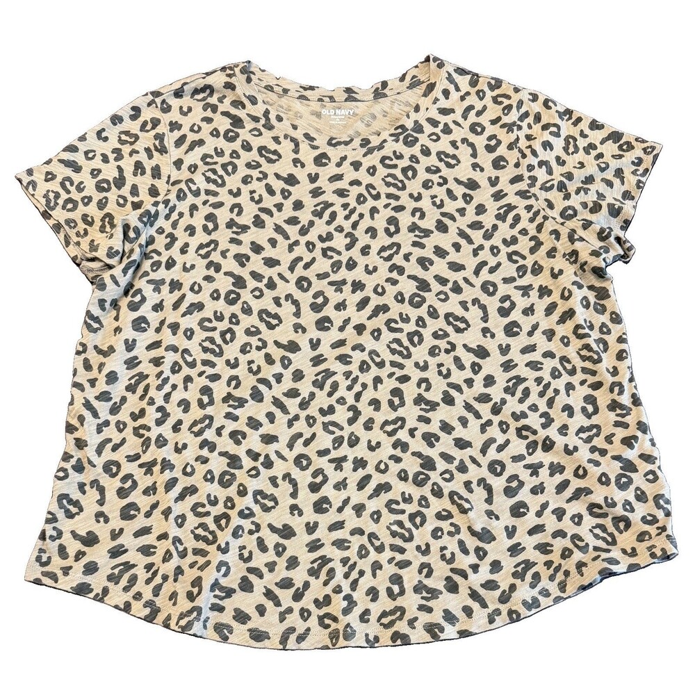 Old Navy Shirt Womens XL Cheetah Print Short Sleeve Lightweight Casual Shirt EUC